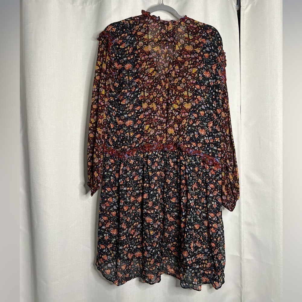Anthropologie Boho Helene Sheer Floral Long Sleeve Dress XS - Picture 6 of 14